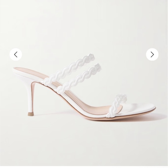 Gianvito Rossi Kai 75 Leather Mules /Elegant White Strappy Heels - Picture 1 of 4